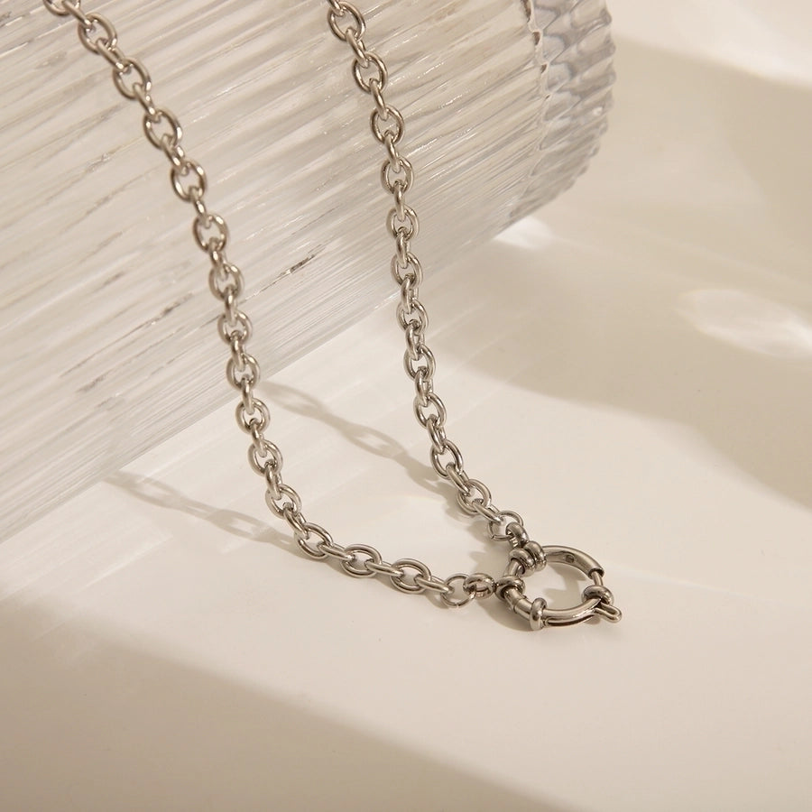 Jewelry Casual Basic Commute Solid Color 304 Stainless Steel 18K Gold Plated Pendant Necklace