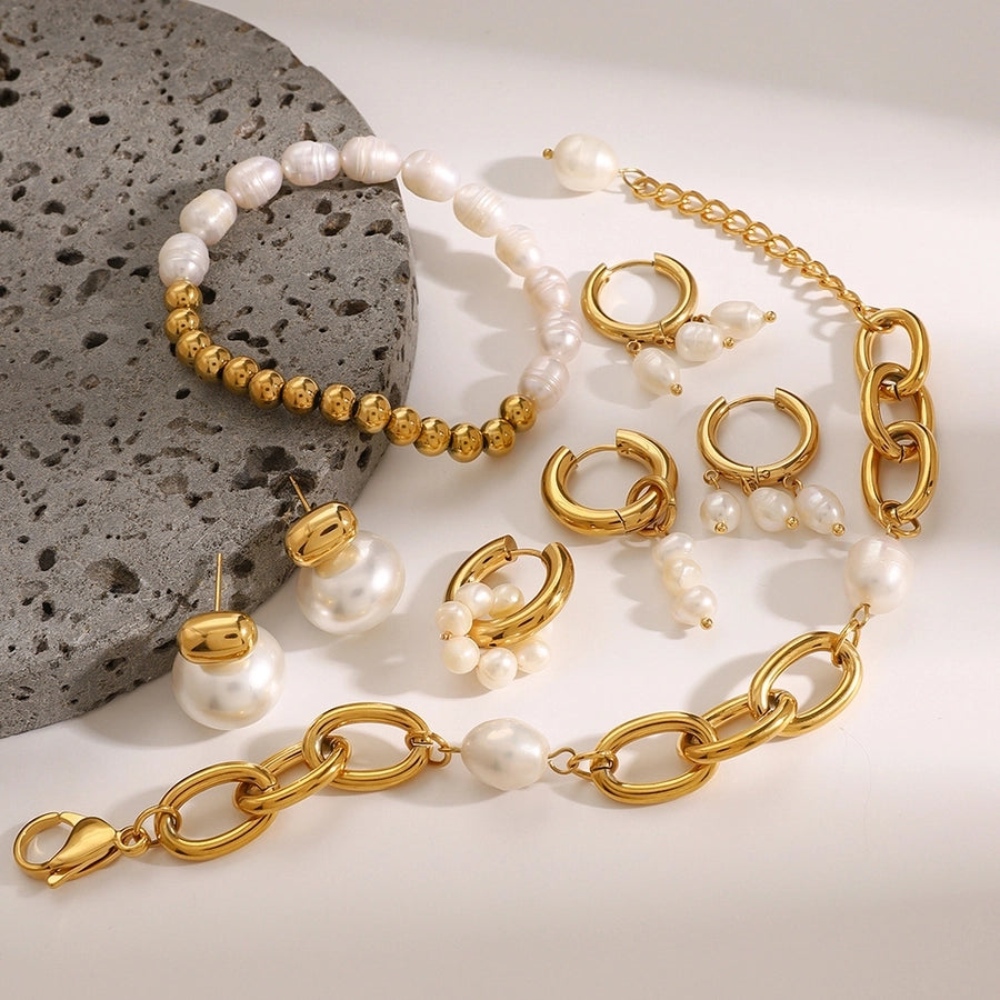 Elegant Geometric Stainless Steel Beaded Chain Bracelets In Bulk