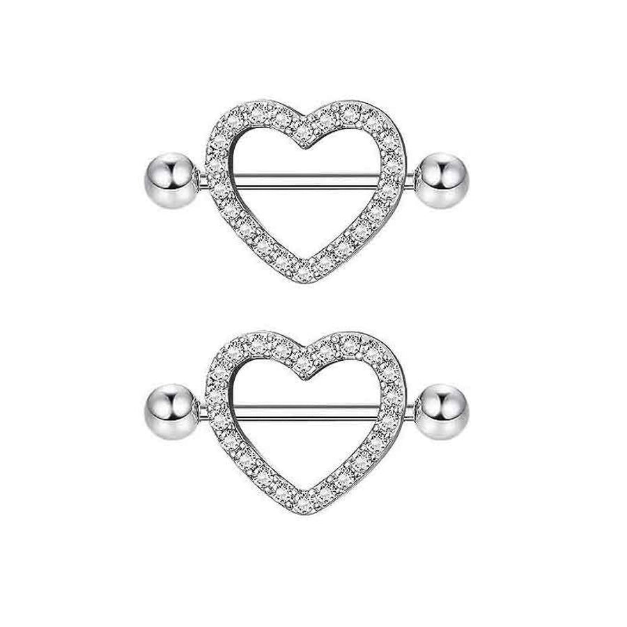 1 Pair Nipple Rings & Studs Hip-Hop Shiny Heart Shape Flower Butterfly 316L Stainless Steel  Copper Inlay Zircon Nipple Rings & Studs
