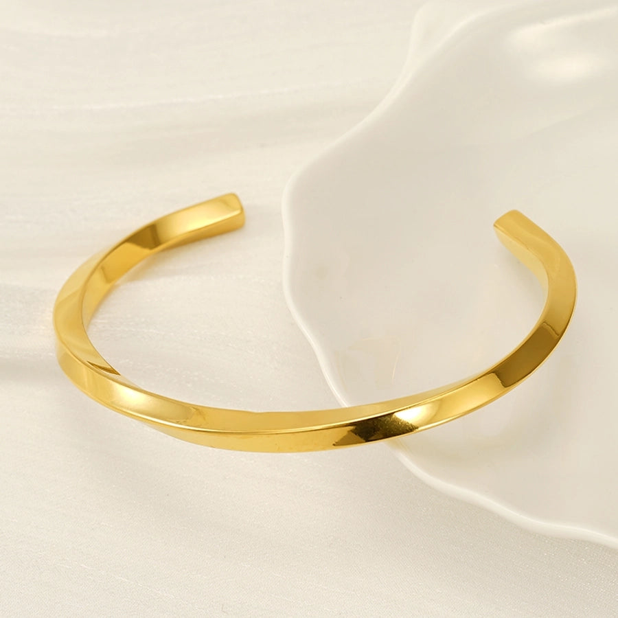 Elegant Romantic Geometric Solid Color 18K Gold Plated 304 Stainless Steel  Bangle