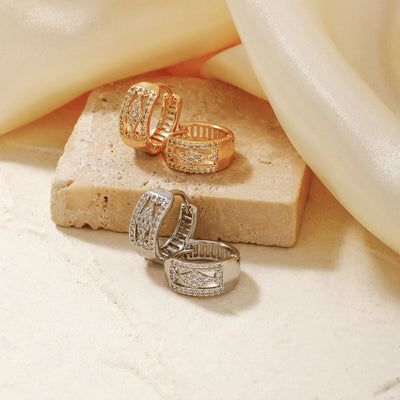 1 Pair Cute Shiny Korean Style Geometric Inlay Copper Zircon K Gold Plated Earrings