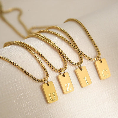 Jewelry Simple Style letter 304 Stainless Steel 18K Gold Plated Pendant Necklace