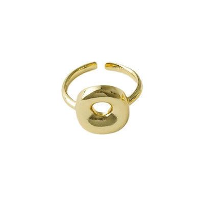 Copper Brass 18K Gold Plated Letter Open Rings