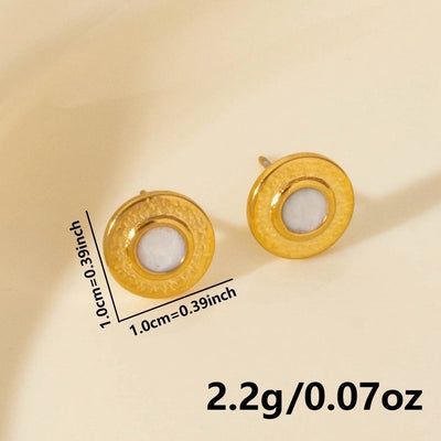 1 Pair Elegant Geometric Round 304 Stainless Steel Ear Studs