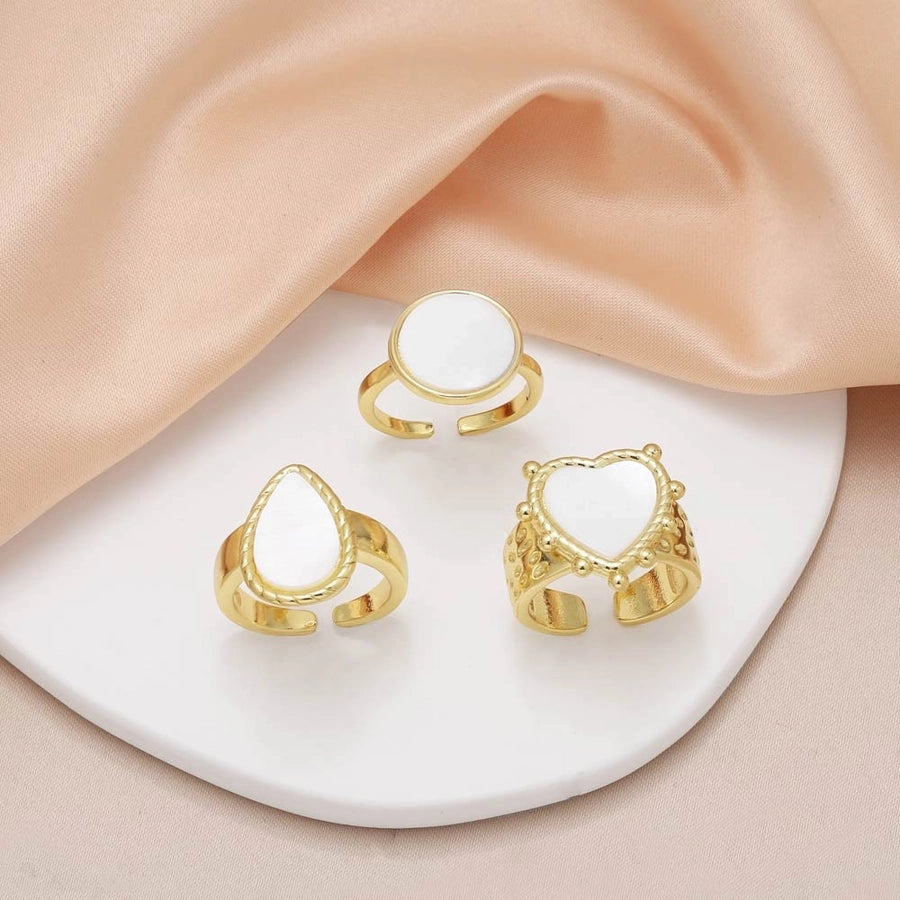 Copper 18K Gold Plated Plating Heart Shape Open Rings