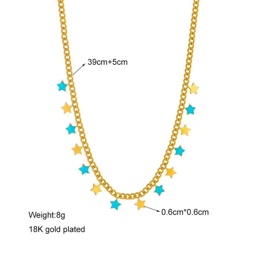 Jewelry Lady Star Moon Floral Titanium Steel Plating Necklace