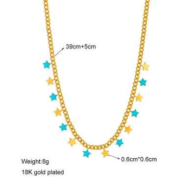 Jewelry Lady Star Moon Floral Titanium Steel Plating Necklace