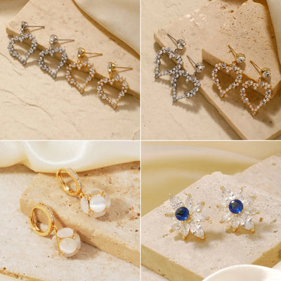 1 Pair Sweet Simple Style Shiny Geometric Heart Shape Inlay Copper Glass Zircon K Gold Plated Drop Earrings