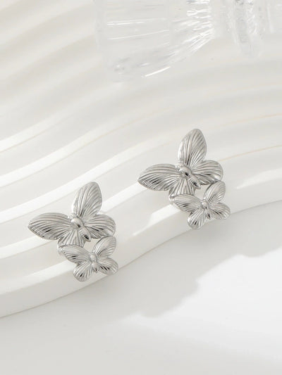 1 Pair Exaggerated Simple Style Oversized Flower Butterfly 304 Stainless Steel Ear Studs