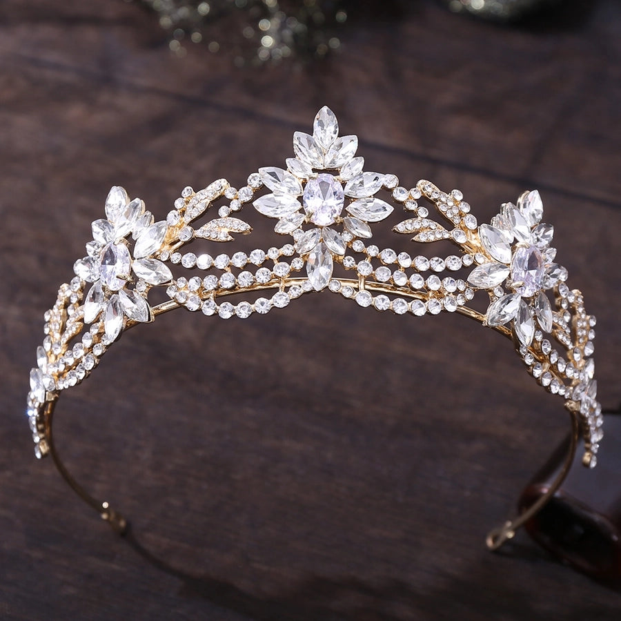 fashion oval crown alloy inlaid zircon crown 1 piece
