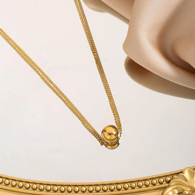 Jewelry Elegant Simple Style Geometric Titanium Steel 18K Gold Plated Pendant Necklace