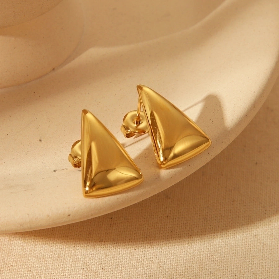 1 Pair IG Style Simple Style Commute Triangle Solid Color 304 Stainless Steel 14K Gold Plated Ear Studs