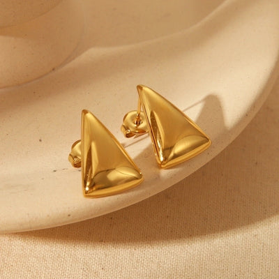 1 Pair IG Style Simple Style Commute Triangle Solid Color 304 Stainless Steel 14K Gold Plated Ear Studs