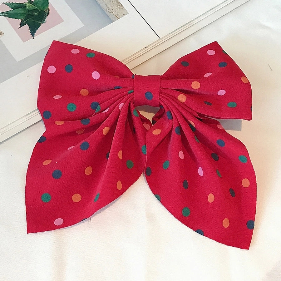 korean fabric retro bow hairpin sweet color wave dot clip hairpin