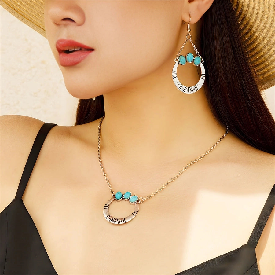 Copper Water Droplets Eye Rhombus Jewelry Set