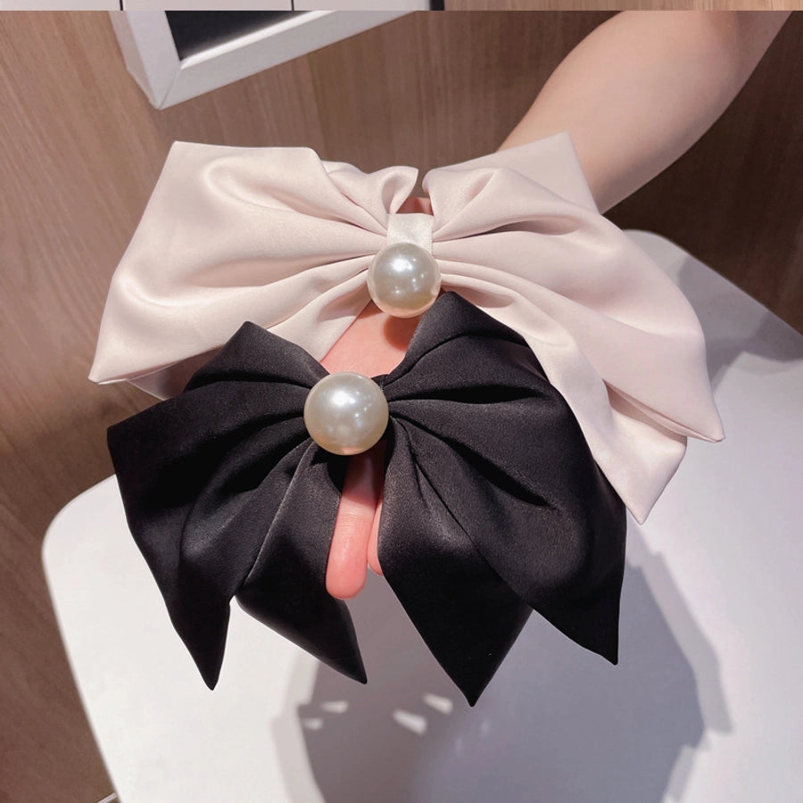 fashion bow knot cloth pearl hair clip 1 piece
