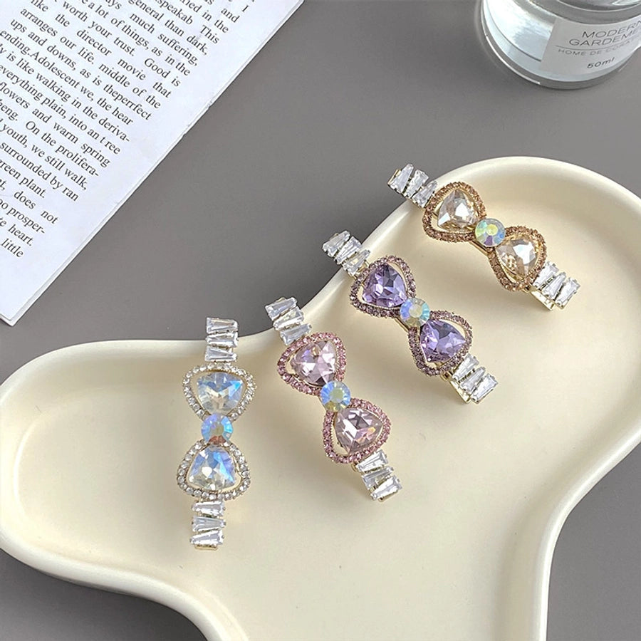 women's elegant bow knot alloy inlay zircon hair clip