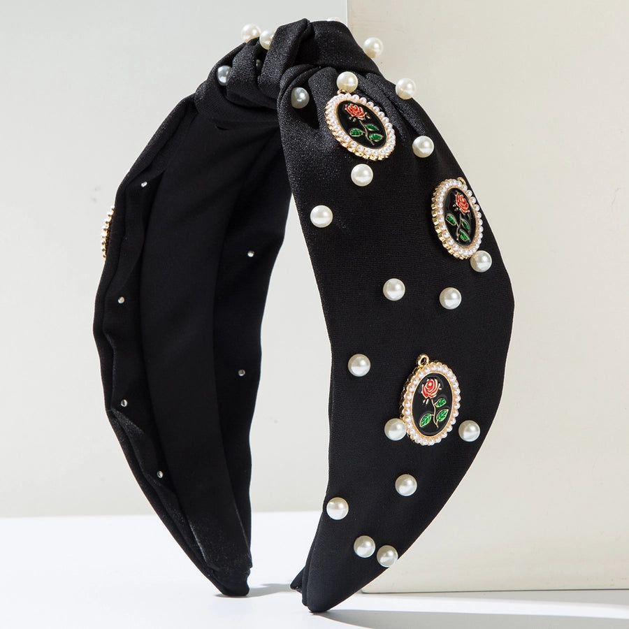 Women's Casual Vacation Classic Style Rose Alloy Cloth Inlay Artificial Pearls Hair Band