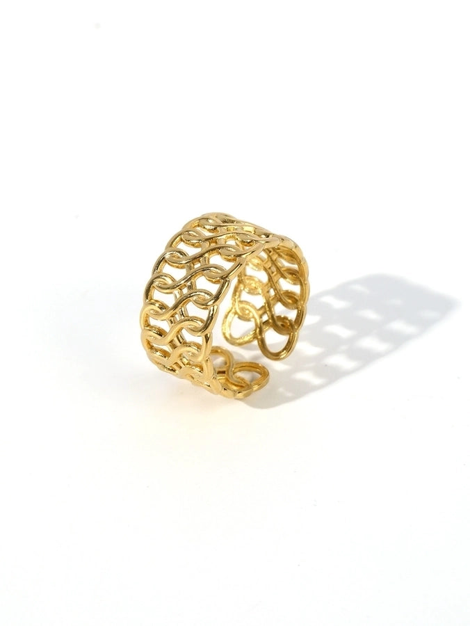 Jewelry Retro Heart Shape Solid Color 304 Stainless Steel Open Rings