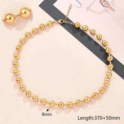 Jewelry Modern Style Simple Style Round Oval Solid Color 304 Stainless Steel 18K Gold Plated Polishing Plating Necklace