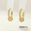 1 Pair IG Style Commute U Shape Triangle Lock Inlay Copper Zircon 18K Gold Plated Earrings