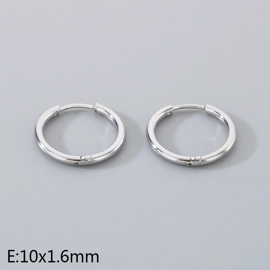 1 Pair Simple Style Round 304 Stainless Steel 18K Gold Plated Earrings