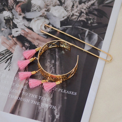 Women's Retro Geometric Metal Tassel Plating Hairpin