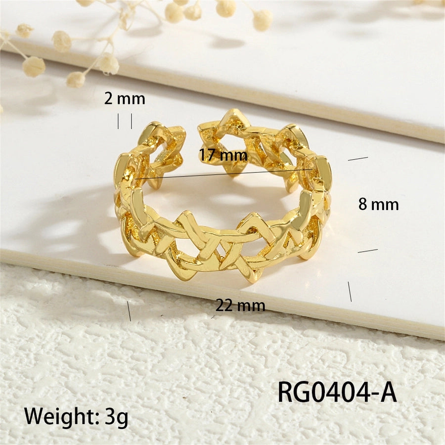 Copper Geometric Solid Color Open Rings