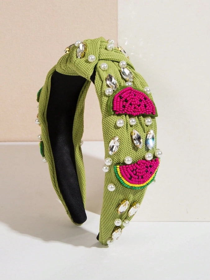 Women's Casual Cute Sweet Letter Cloth Inlay Rhinestones Pearl Hair Band