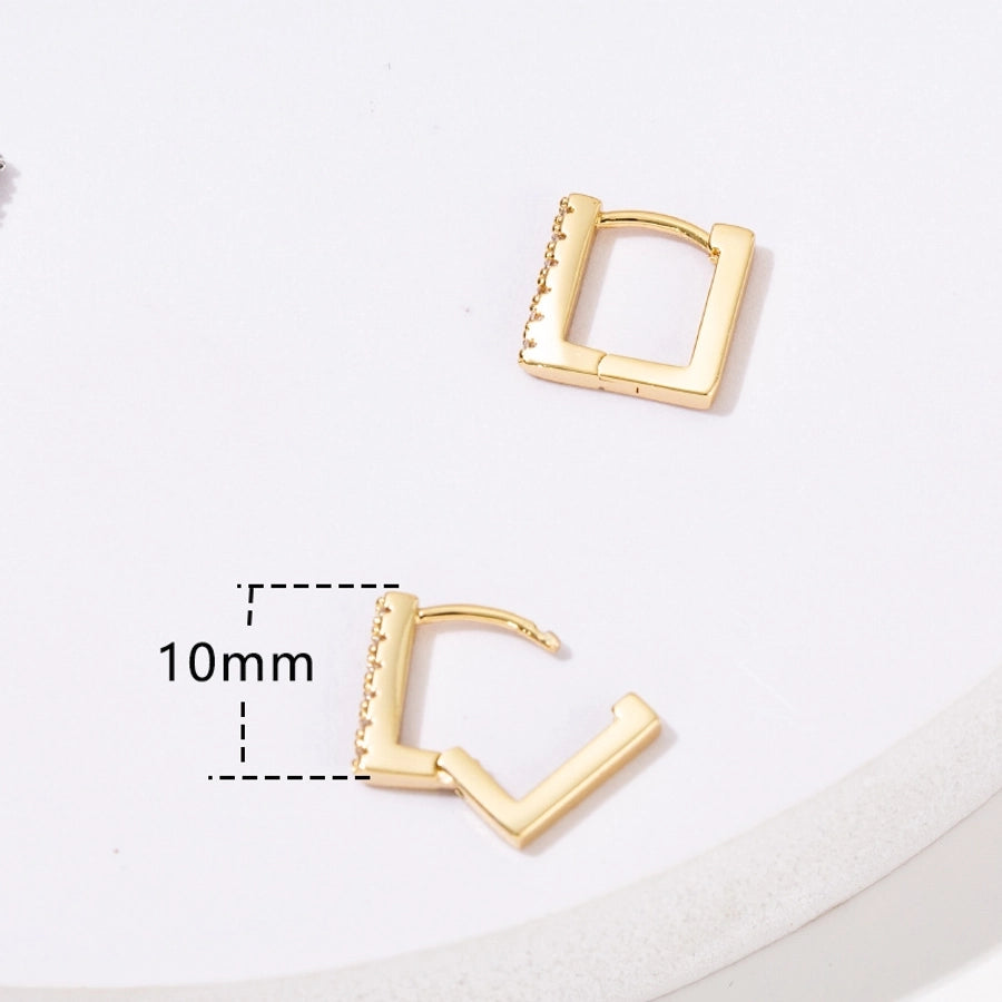 1 Pair Simple Style Geometric Copper Zircon Earrings