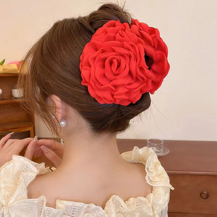 Fabric Flower Hairpin Headwear Back of Head Large Grab Clip Advanced Sense Hairpin Disc Hair Elegant Shark Clip Hair Accessories for Women