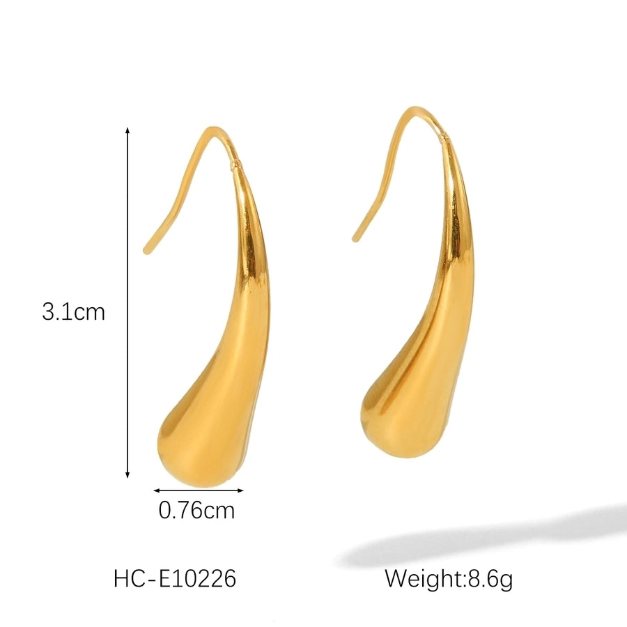 1 Pair IG Style Geometric Water Droplets Solid Color Plating 304 Stainless Steel 18K Gold Plated Drop Earrings
