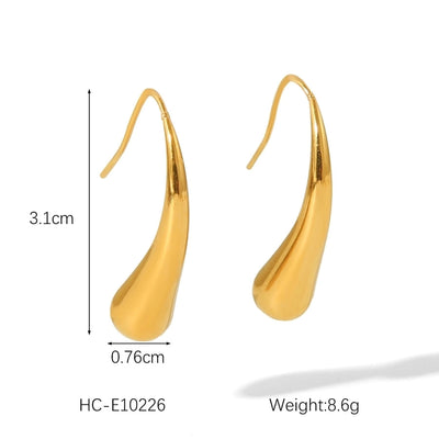 1 Pair IG Style Geometric Water Droplets Solid Color Plating 304 Stainless Steel 18K Gold Plated Drop Earrings