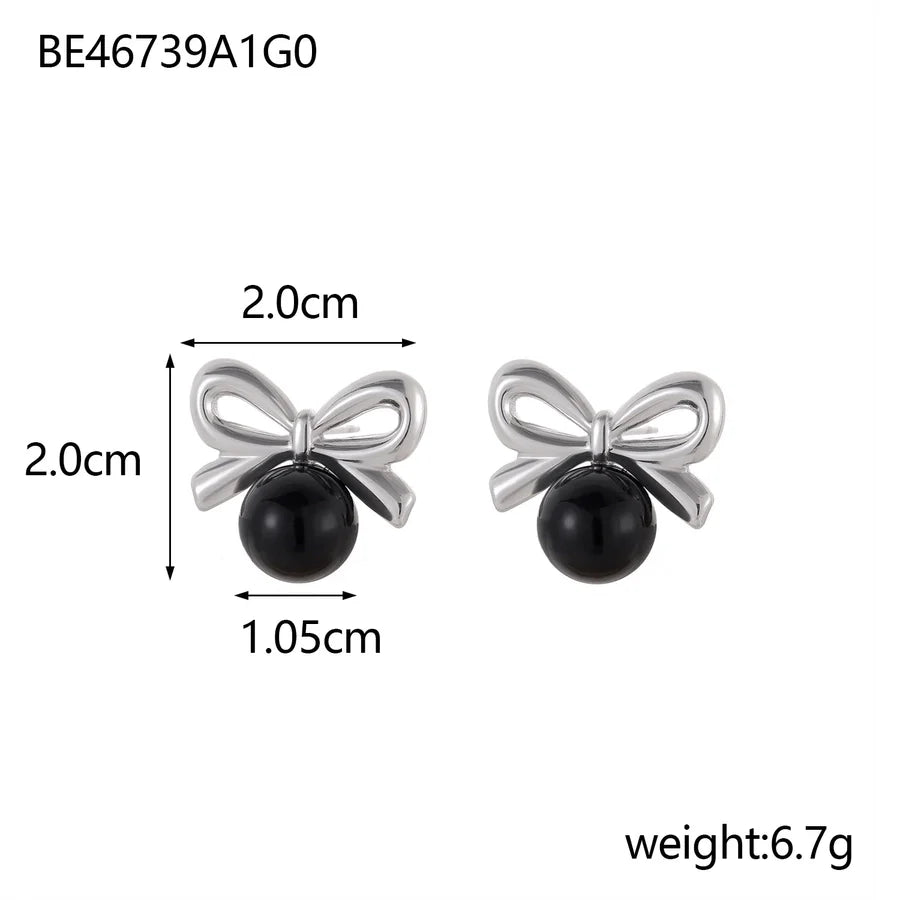 1 Pair Simple Style Bow Knot 304 Stainless Steel 18K Gold Plated Earrings