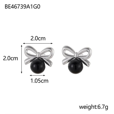 1 Pair Simple Style Bow Knot 304 Stainless Steel 18K Gold Plated Earrings