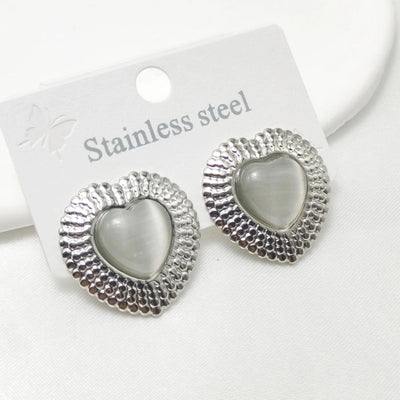 1 Pair Elegant Retro Commute Heart Shape 304 Stainless Steel Ear Studs