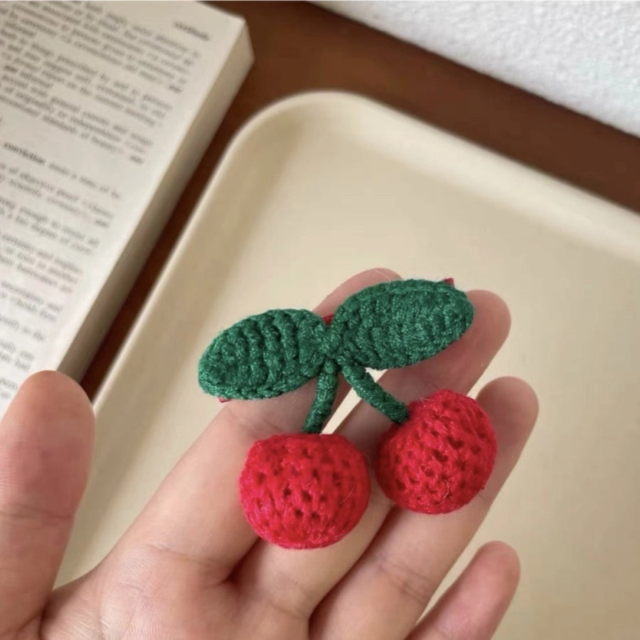 Wool Cherry hairpin knitted plush hair band handmade hair accessories simple bangs clip cute princess headband accessories