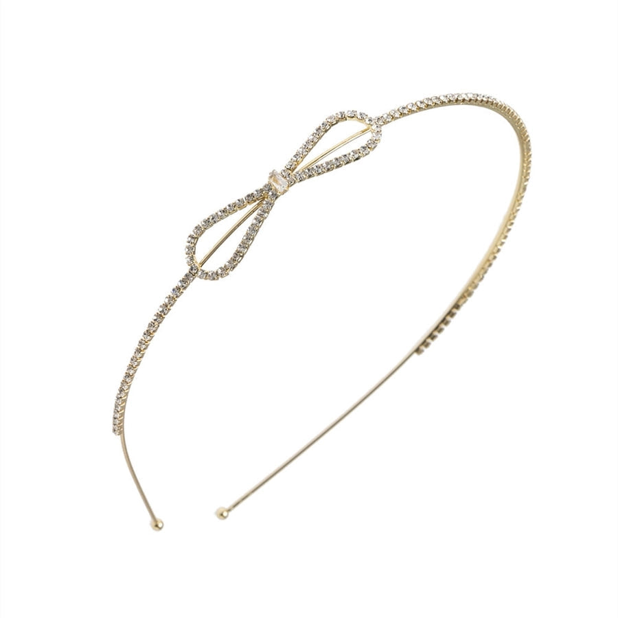 fashion bow knot metal inlay rhinestones hair band 1 piece