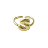 Copper Brass 18K Gold Plated Letter Open Rings