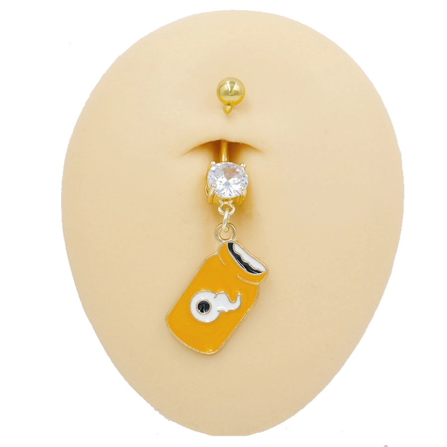 1 Piece Belly Rings Rock Punk Pumpkin Bat Skull 316 Stainless Steel  Alloy Epoxy Inlay Rhinestones Zircon Gold Plated
