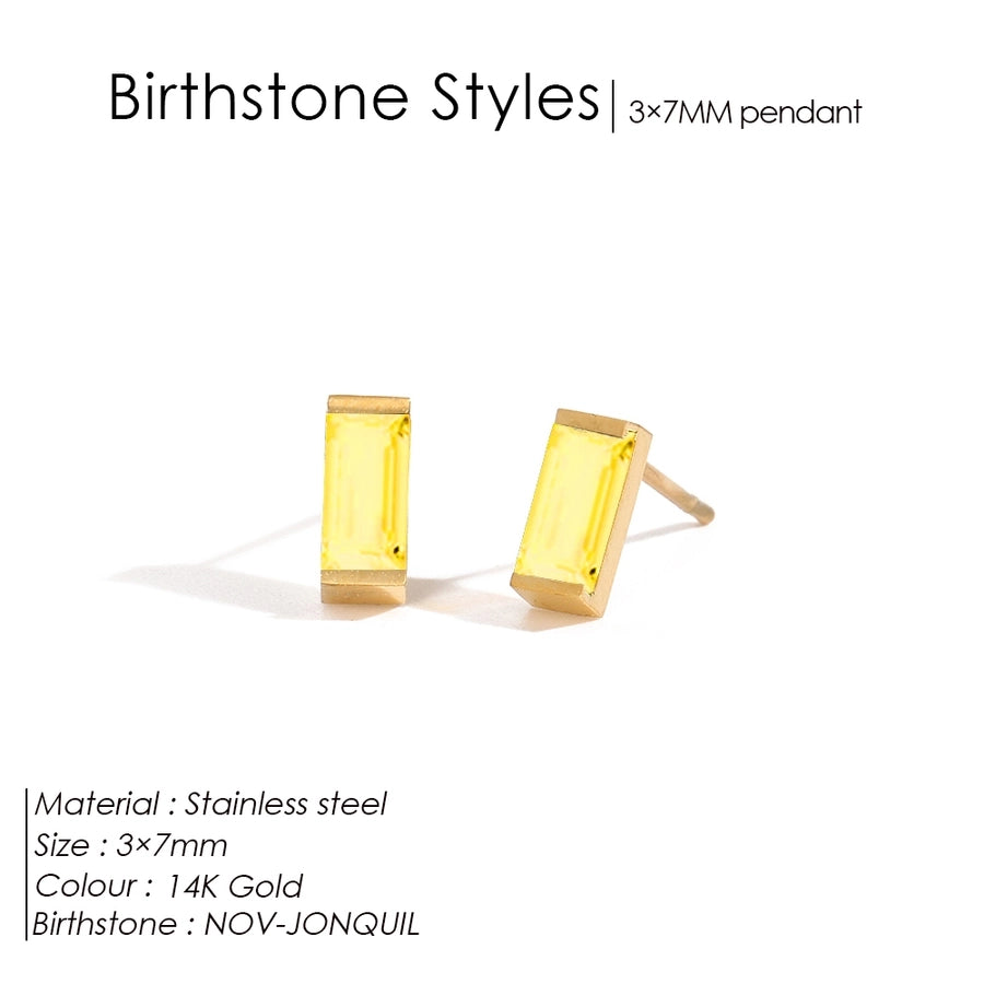 1 Pair Casual Vintage Style Classic Style Square Rectangle 304 Stainless Steel Birthstone Zircon Ear Studs