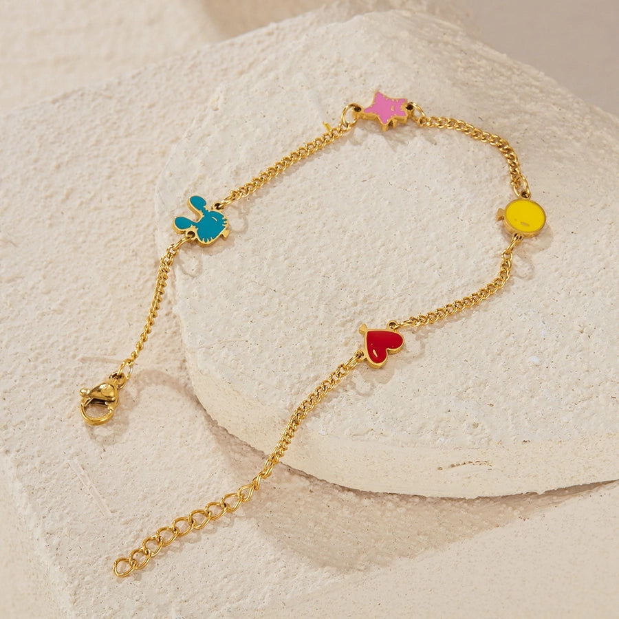 Simple Style Star Heart Shape 304 Stainless Steel Cuban Link Chain Curb Chain Bracelets In Bulk