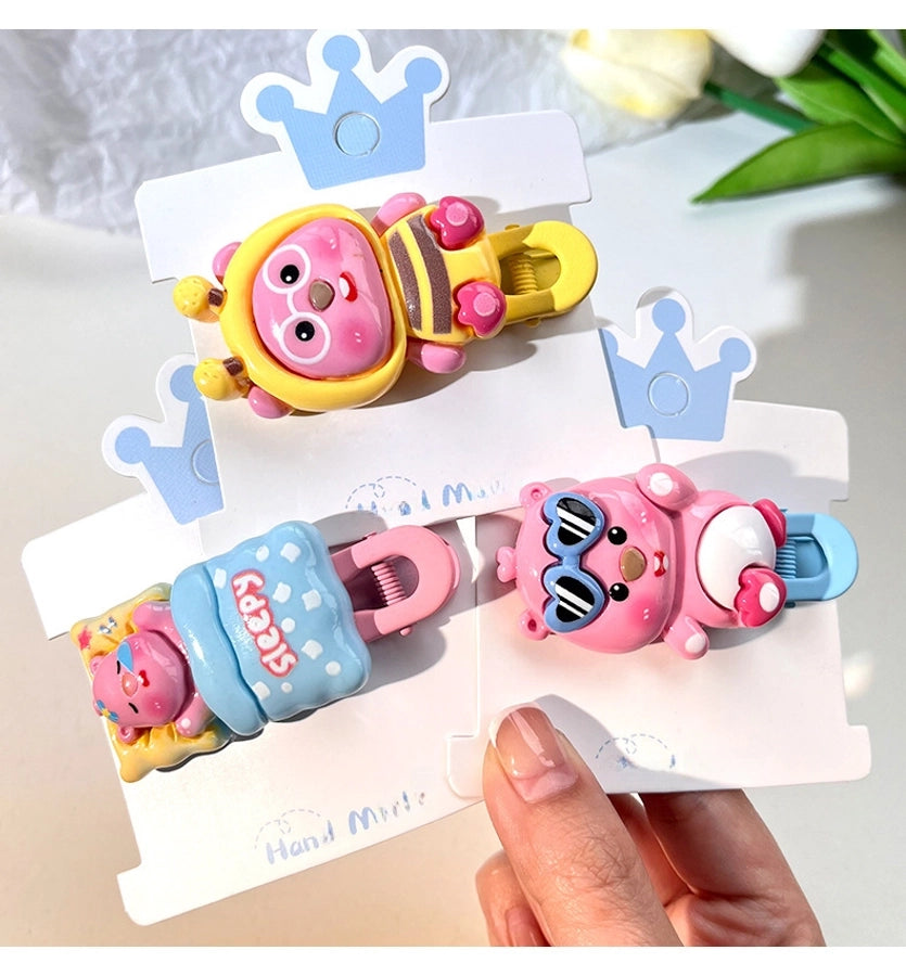 LOOPY Little Beaver Children's Hairpin Duckbill Clip Side Bangs Clip Broken Hairpin Little Girl's Headwear Ruby Hair Accessories