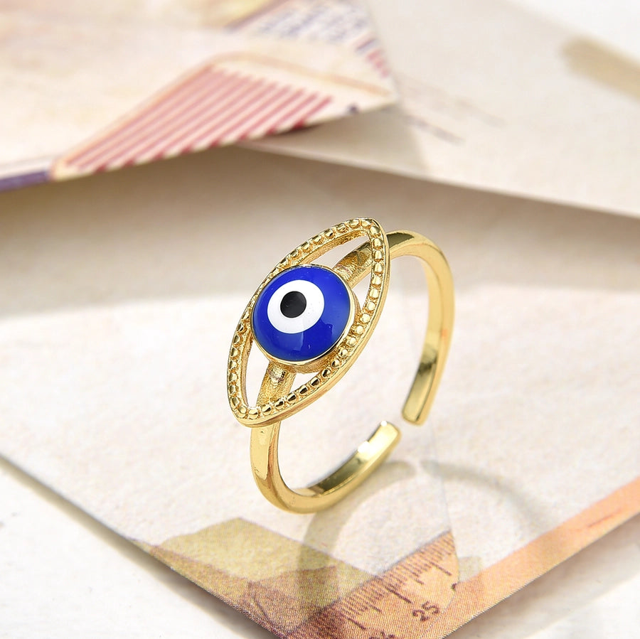 Copper Plating 18K Color Retention Drip Oval Eye Opening Ring