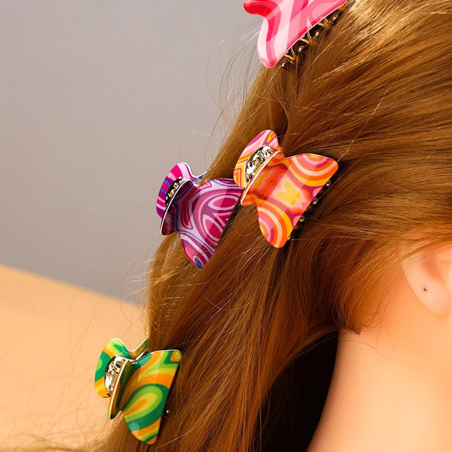 vacation color block arylic hair claws