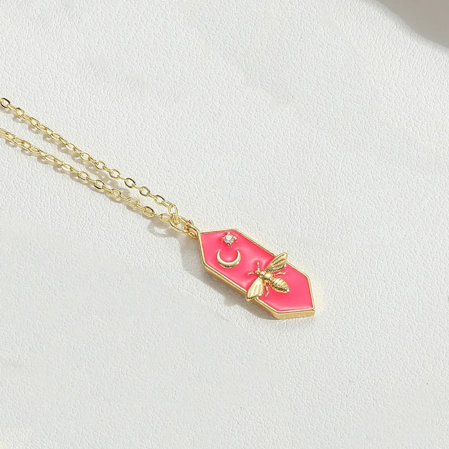 Copper 14K Gold Plated Vintage Style Simple Style Classic Style Plating Inlay Zircon Pendant Necklace