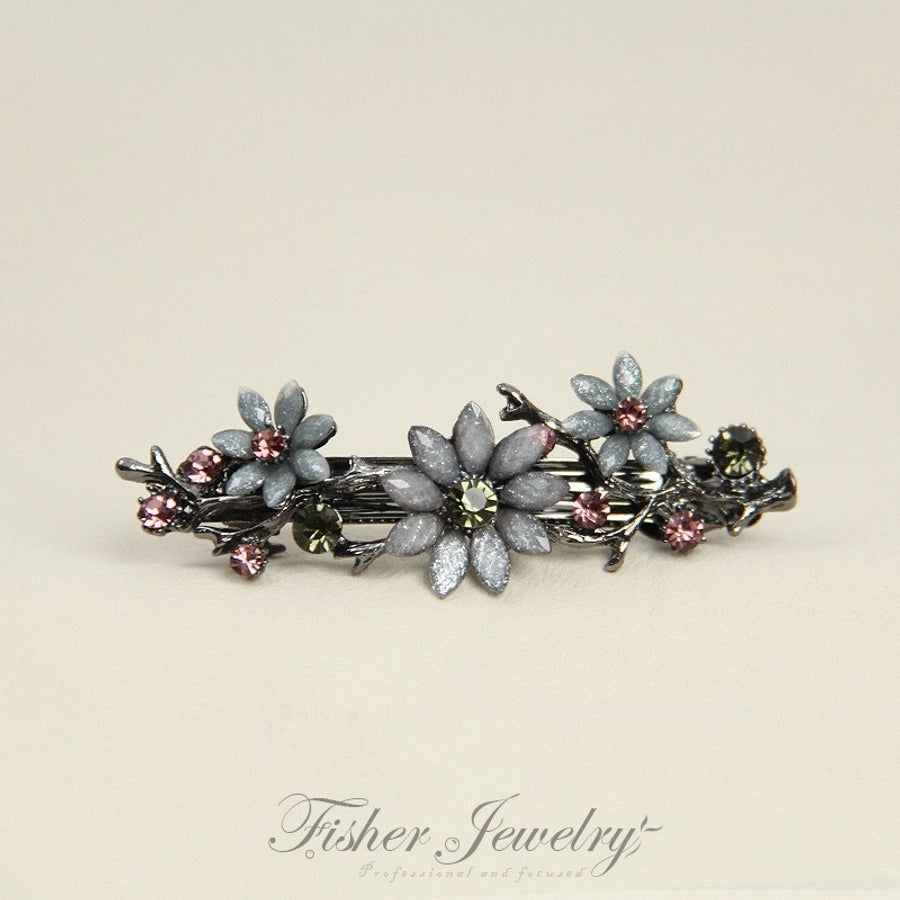 elegant flower rhinestone handmade diamond hair clip