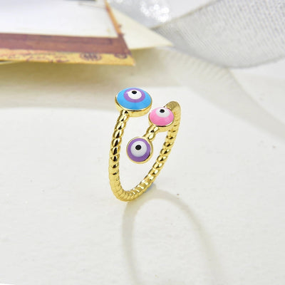 Copper Plating 18K Color Retention Drip round Eye Opening Ring