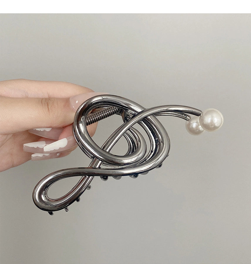 simple style notes alloy inlay pearl hair claws