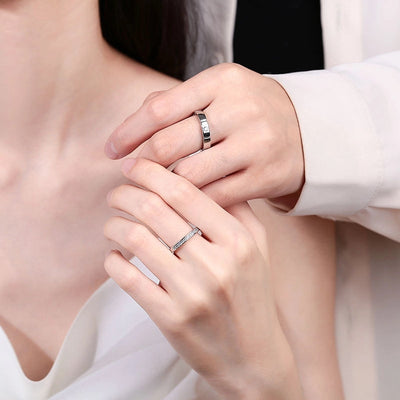 New cube sugar fall in love couple ring personality paper short love long men and women zircon open couple ring